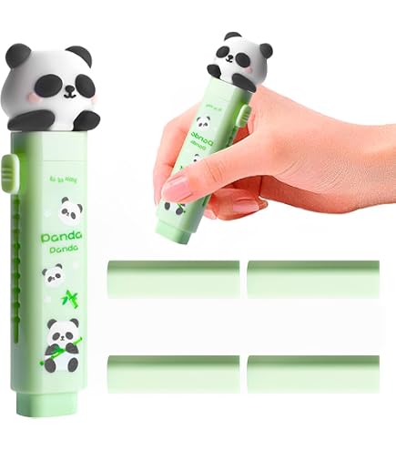 Gommes Rétractables Mignonnes Pour écoliers - Design Push-pull Avec Motif Panda - Fournitures Scolaires Pratiques
