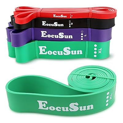 EocuSun Bande Élastique de Résistance, 4 Niveaux de Force, Bande Elastique Fitness en Latex pour Yoga, Musculation, Crossfit, Récupération, Pilates, Kinésithérapie, Culturisme， Vert_XL