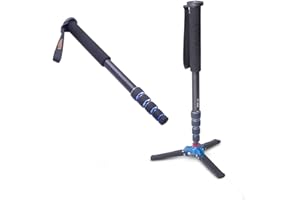 FOSOTO 65”/ 165cm Monopié para Cámara Réflex Trípode de 3 Pies Plegable Movible 5 Secciones Ajustables de Aleación de Aluminio para Canon Nikon Sony Panasonic, Carga Útil hasta 5 Kg