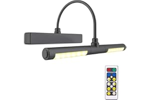 BIGLIGHT Picture Light with Remote Control,Wireless Battery Operated LED Wall Lights,13 Inches Rotatable Light Head with 3 Lighting Modes, Dimmable Display Picture Lights for Dartboard Pictures-Black