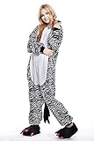 ABYED® Jumpsuit Tier Karton Fasching Halloween Kostüm Sleepsuit Cosplay Fleece-Overall Pyjama Schlafanzug Erwachsene Unisex Lounge,Erwachsene Größe L-für Höhe 167-175CM Zebra -