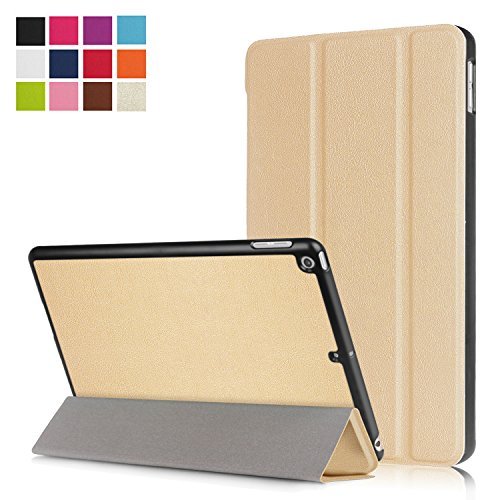 Smart Cover Hülle für neues Apple iPad 2017 9,7 Schutzhülle Flip Case aufstellbare Tasche Bookstyle Designe + GRATIS Stylus Touch Pen (Gold)