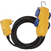 Brennenstuhl 1168720010 Schutzadapterleitung 5 m H07RN-F3G1,5 Fi-fiş ve PowerBlock, siyah, mavi, turuncu