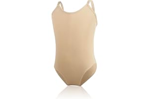 Fadbuds Gymnastics Leotards for Girls, Nude Camisole Basic Seamless Undergarment Dancewear Costume Low Back with Adjustable Strap and Invisible Shoulder Strap for Dance Ballet Athletic