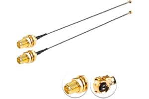 Vecys 2 Piezas U.F.L1 a RP-SMA Hembra de Baja Pérdida de Cable Coaxial 6" /15CM U.F.L1 1.13mm Mini-Coaxial Pigtail Cable para Routers Inalámbricos Mini PCIE Tarjetas de Red PCI Wi-Fi WAN Repetidor