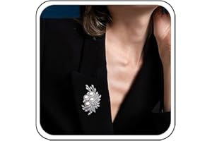 TseenYi Perle Fleur Broche Broche Strass Perle Broche Baroque Mode Cristal Broche Bijoux pour Femmes et Filles Cardigan Clip Revers Clip Chemise Clip Mariage Saint Valentin Noël (Argent)