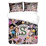 Penkya Ensemble de Housse de Couette 3D Riverdale Multicolore avec Taies d'oreiller Ensemble de Housse de Couette Hidden Zipper Housse de Couette Microfiber (3,200_x_230_cm)