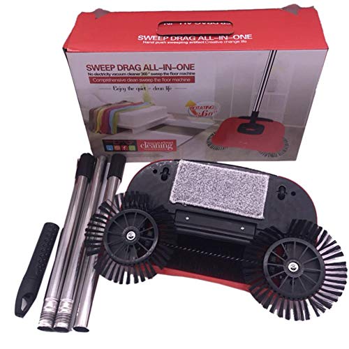 Preisvergleich Produktbild Holywonder Keine Stromkehrmaschine Bequemer Besen Innovative Handstoß-Staubsauger Edelstahl-Besenreiniger Reinigungsbürste