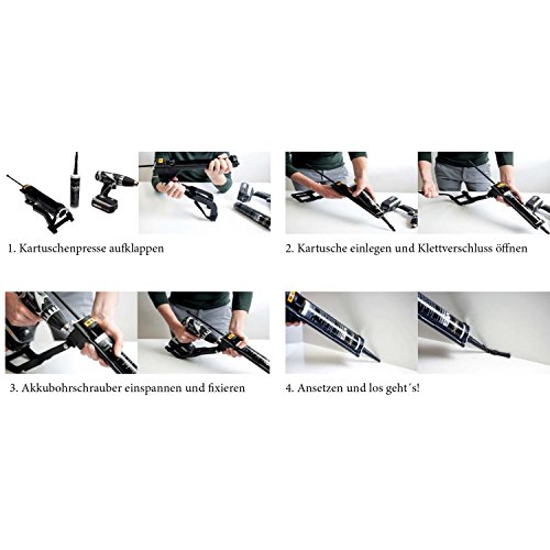Revotool Kartuschenpresse 310 ml passend für alle Akku-Bohrmaschinen von 12 V bis 18 V, hydraulische / Silikon-Presse, 1 Stück, PRO450 - 4