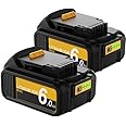 2Pack Battery for Dewalt XR, 6.0Ah Replacement DCB184 DCB200 DCB180 DCB182 DCB181 DCB201 DCB204 DCB183 DCB185 DCB203, Applicable to Cordless Power Tools, Batteries 6000mAh with LED Indicator