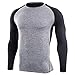 Produktbild Herren Kompressions T-Shirt Langarm Männer Funktionsshirts Fitness Funktionslauf Sportshirt Bodybuilding Tops Patchwork Sport Bekleidung Slim Fit Unterhemd Unterwäsche Bodywear Für Workout Training