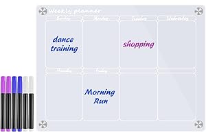 Acrylique Planning Semaine Magnetique, 40x30cm Transparent Calendrier Magnetique Frigo, Weekly Planner Magnetique Frigo Effaçable, Planning Semaine Magnetique, Planificateur de Repas Hebdomadaire