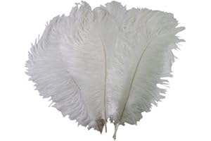 VASANA 50 piezas de 15 a 20 cm de color blanco natural para decoración del hogar, plumas de avestruz, bricolaje, manualidades, escenario de plumas para artes