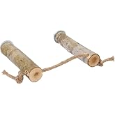 Doğal Ağa&ccedil; Kuş ve Papağan T&uuml;neği J&uuml;t Halatlı Ayarlanabilir Boy 17 Santim Doğal Ahşap T&uuml;nek 2'li set &Ccedil;ap 3-5 cm