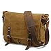 Produktbild Y-DOUBLE Wasserdicht Vintage Canvas Leder Messenger Bag Umhängetasche Aktentasche Schultertasche 14 Zoll Laptoptasche Notebooktasche aus Canvas und Leder