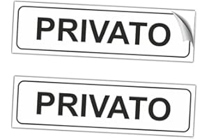 EVM "PRIVATO" Set 2pz Eticchetta Segnaletica Targhetta in PVC Morbido Adesivo impermeabile Porte Locali Ufficcio 21x6cm 2pz.
