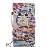 Phcases Samsung Galaxy J520 Flip Stand Phone Case Cover,3D Colorful Painting Premium PU Leather Wallet Handset Shell Book style Cellphone Magnetic Closure & Card Slots Protective Pocket-Owl.