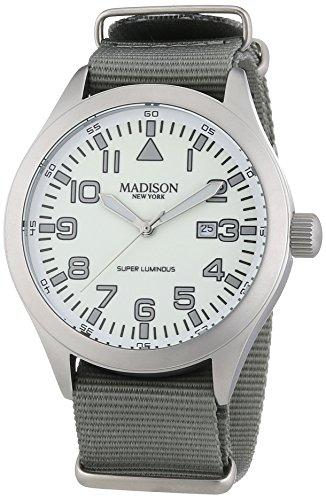 MADISON NEW YORK Herren-Armbanduhr XL Super Luminous Analog Quarz Nylon G4721D3 MADISON NEW YORK Herren-Armbanduhr XL Super Luminous Analog Quarz Nylon G4721D3