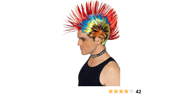 Smiffys Perruque punk de rue des années 80, Mohawk, multi couleurs : Amazon.fr:  Vêtements