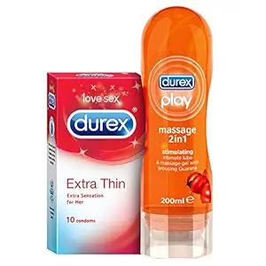 Durex Pleasure Pack (Durex Stimulating 200ml, Extra Thin 10s)