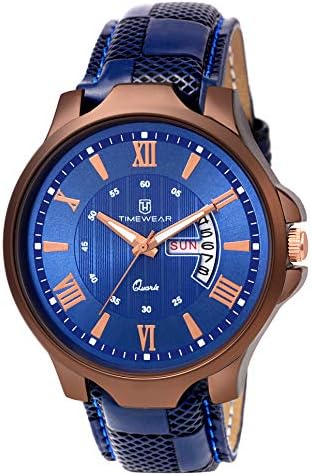 TIMEWEAR Day Date Functioning Blue Dial & Strap Watch for Men - 229BDTG