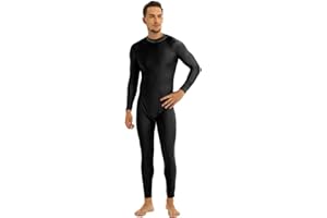 dPois Herren Jumpsuit Lang Overall Langarm Ganzkörperanzug Bodysuit mit Stehkragen Zipper Sport Body Gymnastikanzug Stretch