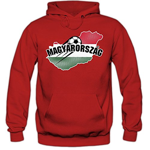 Ungarn WM 2018 #1 Hoodie | Fußball | Herren | Trikot | Nationalmannschaft © Shirt Happenz, Farbe:Rot (Red F421);Größe:XL