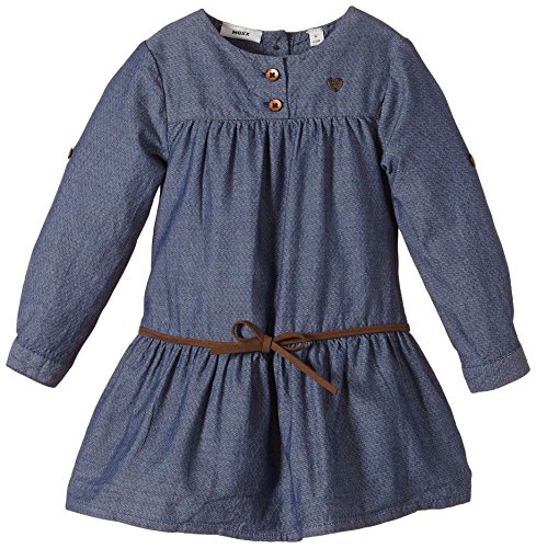 Mexx Baby-Girls K1JID016 Mini Girls Dress Woven Light Weight Long Sleeve Dress, Blue (Sky Captain), 12-18 Months (Manufacturer Size: 86)