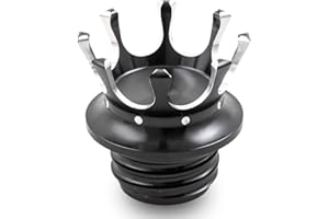 APEBAZY Bouchon de réservoir de carburant de moto CNC Crown Bouchons d'huile pour Sportster XL1200 883 48 Softail Dyna FXD FLST Road King 1996-2021 Noir/argenté
