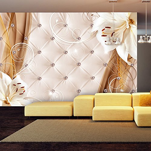 FOTOTAPETE 350x245 cm - VLIES TAPETE PREMIUM - PROFI QUALITÄT - 3 Farben zur Auswahl - Top moderne Wanddeko - Wandbilder XXL - Riesen Wandbild - Top Design Tapete - Neue exklusive Edition mit noch besser Druckauflösung - Deutsches Premium Vlies - Steppmuster Blumen Diamant b-A-0233-a-c