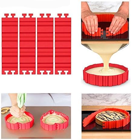 Silicone Baking Mould Set Magic Cake Mould Baking Cake Bake Snake, Heart Flower Round Square Numbers Letters, Flexible Silicone Mould Fondant Cake Decoration Cake (Pack of 4)