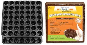Kraft Seeds Seedling Tray (49 Holes, Pack of 10) & Compressed CocoPeat Block, 5Kg Combo