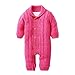 Produktbild Kobay Neugeborene Baby-Knopf Strampler Revers Gestrickt verdickt Sweatshirt Overall (Heiß Rosa, 70/6 Monat)