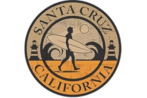 JAPANSAI Pegatina Santa Cruz California | Estilo Surfero Sticker Surf USA | Medida 13 cm | Para amantes del Surf Playas y Olas | Decoración Camper Furgoneta Van Coche Moto Motocicleta Caravana