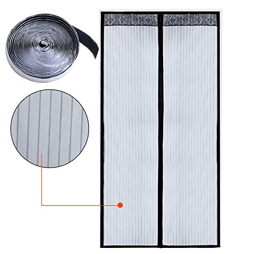 Fliegengittertür magnet 100*210 cm (Inkl. 1 Rolle Klettband) ohne Bohren Fliegengitter Tür Insektenschutz Vorhang Balkontür magnetisch Insektenschutzgitter Insektenschutztür Fliegenschutz Insektengitter (100 x 210 cm, Schwarz) - 2