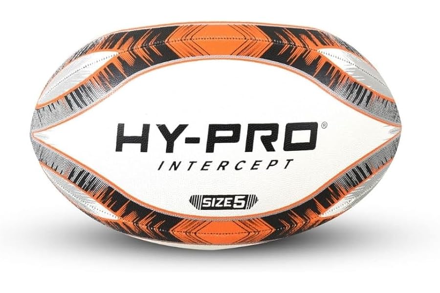 Hy-Pro Intercept Rugby Ball - Rugby Ball for Kids and Adults, For Use in the Garden, Recreation and Matches - Official Size 5 Training Ball