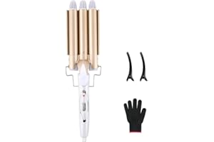 Reyke Lot de 3 fers à friser à grandes vagues, 22 mm, avec température réglable, chauffage rapide, grande vague pour cheveux longs/courts, outil de coiffage