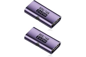 USB C Hona till Hona Adapter (2 Pack), 240W USB C Koppling, 80Gbps Type C Förlängningsadapter, med 16k@60hz Videoskärm, Kompa