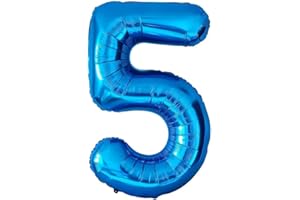 Elizakumi Blau Nummer 5 Luftballon Zahl 5th Ballon Zahl Für Fraue Jungen Männer Mädchen, Geburtstag Helium FolienBallon Zahlenballon 5 Blau / 40 Zoll