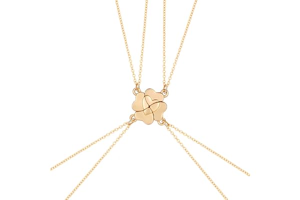 Four Leaf Clover BFF Halsband Friendship Magnetic Halsbands for 4 Girls, Best Friends Matchande Halsband för Tjejer Kvinnor, Friendship Valentine Smycken Presenter för Vänner Sisters