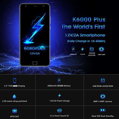4G Smartphone Android 7.0, OUKITEL K6000 Plus Handy Ohne Vertrag 5.5Zoll HD 1920 * 1080 Pixel 4GB RAM+64GB ROM 6080mAh Akku 8.0MP Frontkamera+16.0MP Hauptkamera Fingerabdruck 12V/2A Flash Charge 1.5GHz Octa Core Dual-SIM reviews 4G Smartphone Android 7.0, OUKITEL K6000 Plus Handy Ohne Vertrag 5.5Zoll HD 1920 * 1080 Pixel 4GB RAM+64GB ROM 6080mAh Akku 8.0MP Frontkamera+16.0MP Hauptkamera Fingerabdruck 12V/2A Flash Charge 1.5GHz Octa Core Dual-SIM