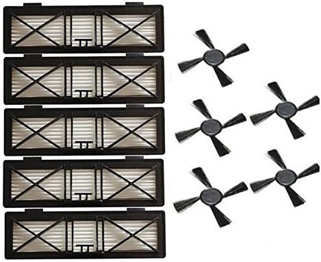 YTT 5pcs Ultra preformance Filter &amp; 5pcs Side Brush Replacement For Neato Botvac D Series 945-0215 Filter 70e D75 D80 D85 Kits Parts
