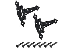 BRESKO Kreuzgehänge schwarz dekorativ Scharnier Torband Türband Ladenband T-Scharniere T-Bänder 2er Set mit Schrauben (125x40x160 mm)