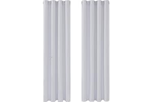 Deconovo Tende per Interni Oscuranti Termiche Isolanti, Tende Camera da Letto Tinta Unita 2 Pezzi, con Occhielli, 140x290 CM (Larghezza x Altezza), Grigio Perla