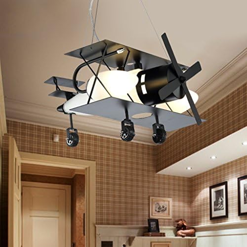 Aircraft Ceiling Pendant Light Chandelier - 3 Head E14 Light Source Metal Painting Glass Shade Creative Cieling Lamps for Children Room Bedroom