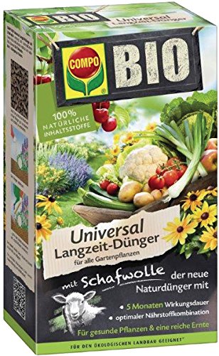 COMPO BIO Universal Langzeit-Dünger mit Schafwolle, einzigartiger, rein organischer Naturdünger für alle Gartenpflanzen, 2 kg