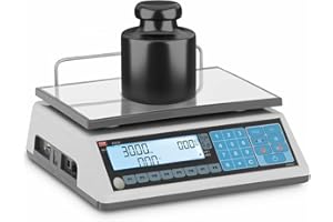 TEM TEM030D-B1 Preisrechenwaage geeicht 15 kg/5 g 30 kg/10 g LCD DIsplay Akku 100 h Wiegefläche 23 x 30 cm