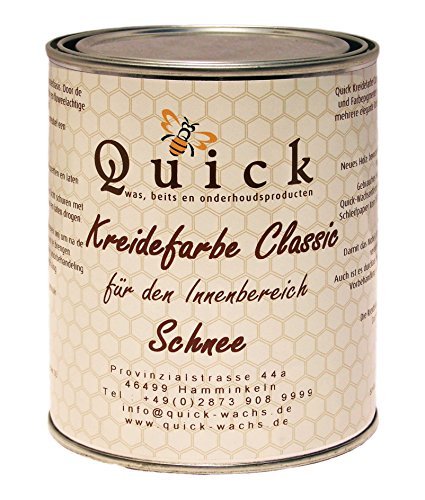 Quick Kreidefarbe Classic für Shabby Chic und Landhaus Stil Antiklook Möbelfarbe Farbe (Schnee 1 Liter)