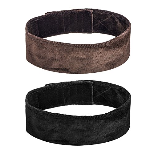 eBoot 2 Pack Velvet Wig Grip Band Comfort Head Hair Band Adjustable Fastern, Brown and Black