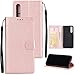 Produktbild Huawei p20 plus Hülle, Huawei p20 plus Schutzhülle, Alfort Lederhülle Flip PU Leder Hülle Cover Wallet Case für Huawei p20 plus Smartphone Tasche Handytasche mit Standfunktion (Roségold)